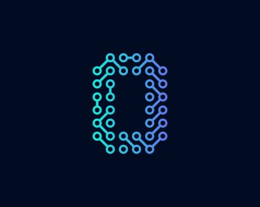 Devre dijital mektup o kutsal kişilerin resmi Logo tasarım öğesi 