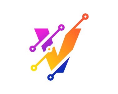 Dijital harf v piksel simgesi Logo tasarım öğesi