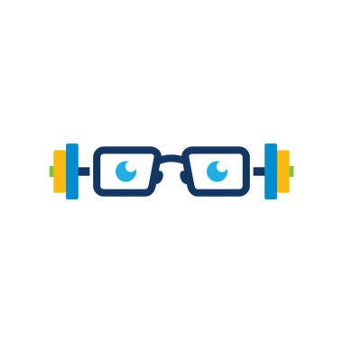 Barbell Geek Logo Icon Design vector