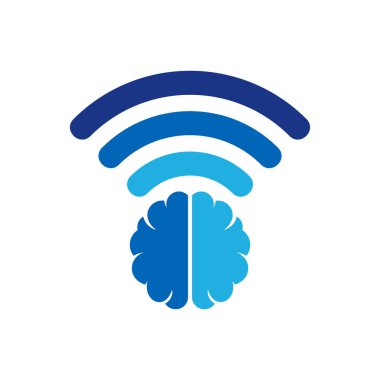 WiFi beyin Logo simge tasarım