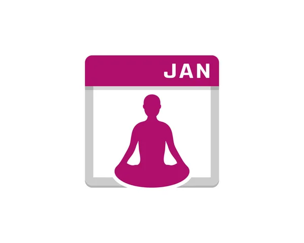 Calendario Yoga Logo Icona Design — Vettoriale Stock