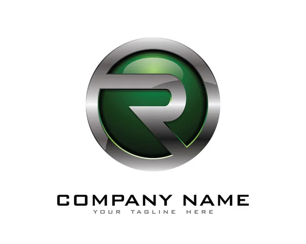 Mektup r 3d krom daire Logo tasarım şablonu
