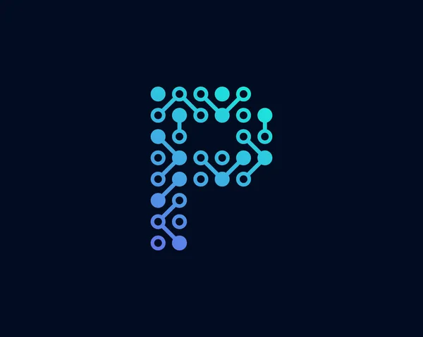 Technologie Circuit Lettre Icône Élément Conception Logo — Image vectorielle