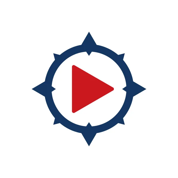 Video Kompass Logo Ikone Design — Stockvektor