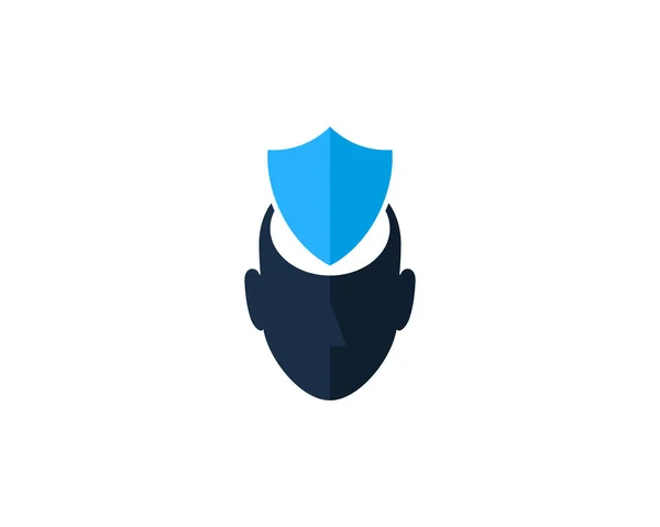 Shield Human Head Logo Icon Design — Stock Vector