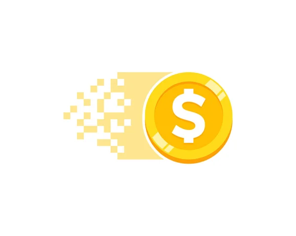 Projekt Ikona Logo Moneta Pikseli — Wektor stockowy