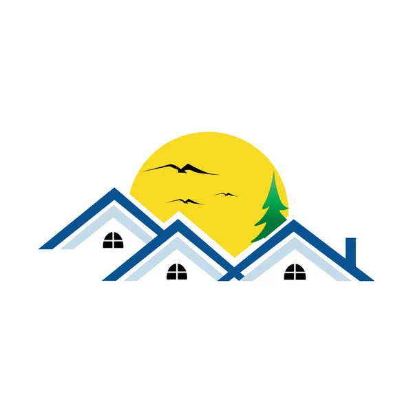 Casa Del Sol Inicio Logo Icono Diseño — Vector de stock