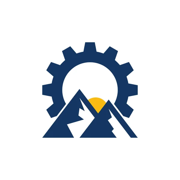 Mountain Gear Logo Icon Design — Stock Vector