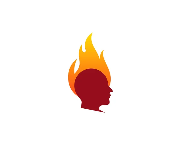 Hoofd Fire Flame Embleemontwerp Pictogram — Stockvector