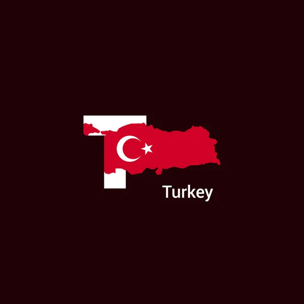 Turkey Initial Letter Country Map Flag — Stock Vector