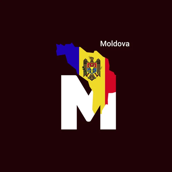 Moldávia Carta Inicial País Com Mapa Bandeira —  Vetores de Stock