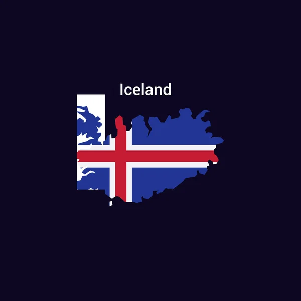 Iceland Initial Letter Country Map Flag — Stock Vector