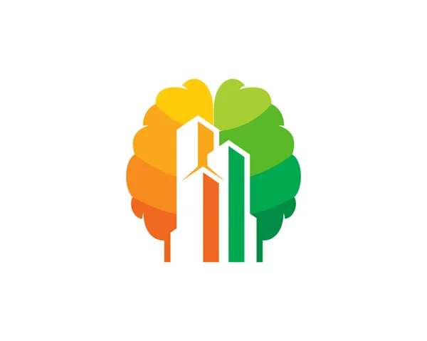 Дизайн Логотипа Building Brain — стоковый вектор