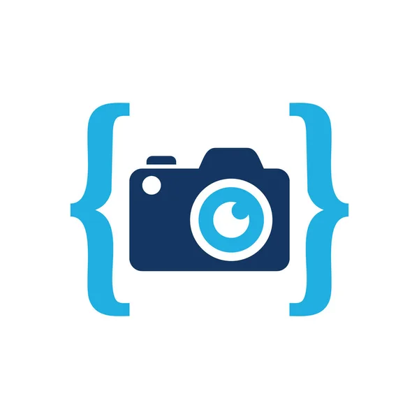カメラのコードのロゴ アイコン デザイン — ストックベクタ