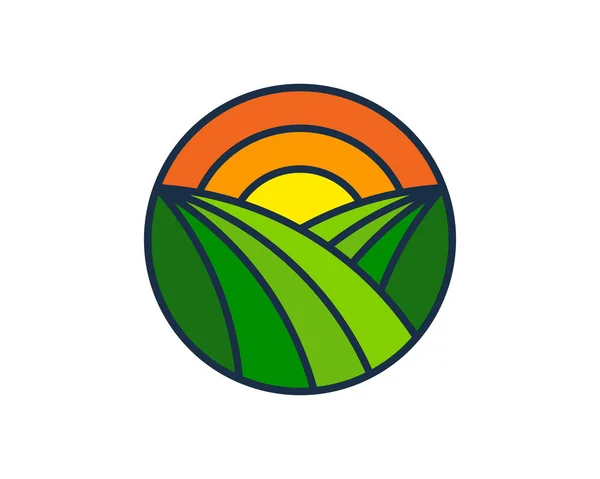 Ícone Logotipo Sun Farm Design — Vetor de Stock