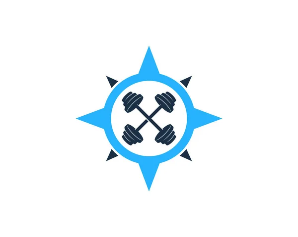 Kompass Langhantel Logo Symbol Design — Stockvektor