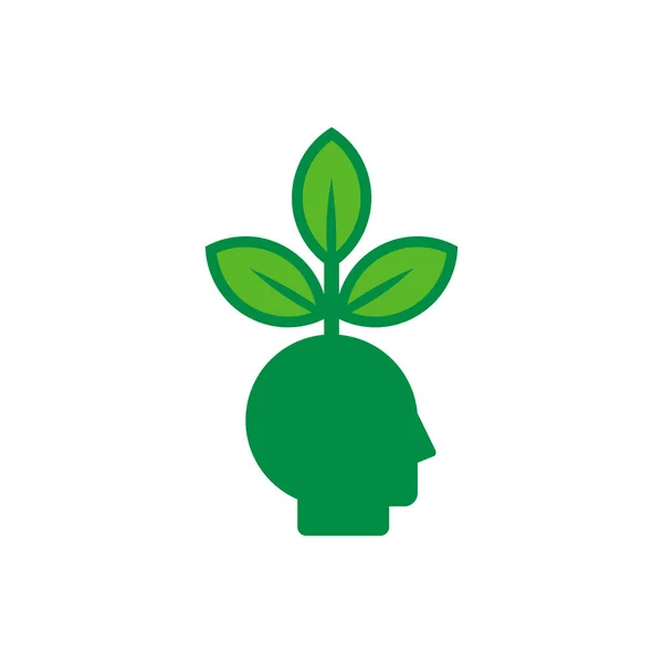 Conception Icône Logo Tête Feuille — Image vectorielle