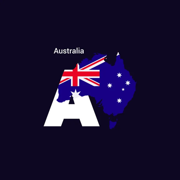 Australia Carta Inicial País Con Mapa Bandera — Archivo Imágenes Vectoriales