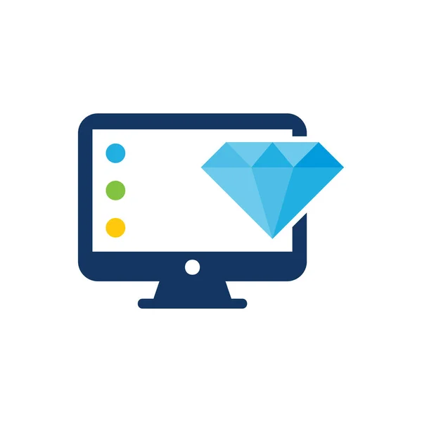 Diamond Computer Logo Ícone Design — Vetor de Stock