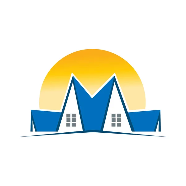 Casa Del Sol Inicio Logo Icono Diseño — Vector de stock