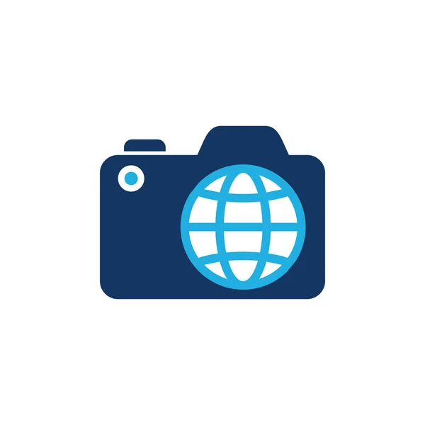世界カメラのロゴ アイコン デザイン — ストックベクタ