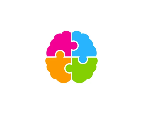 Puzzle Cerebro Logotipo Icono Diseño — Archivo Imágenes Vectoriales