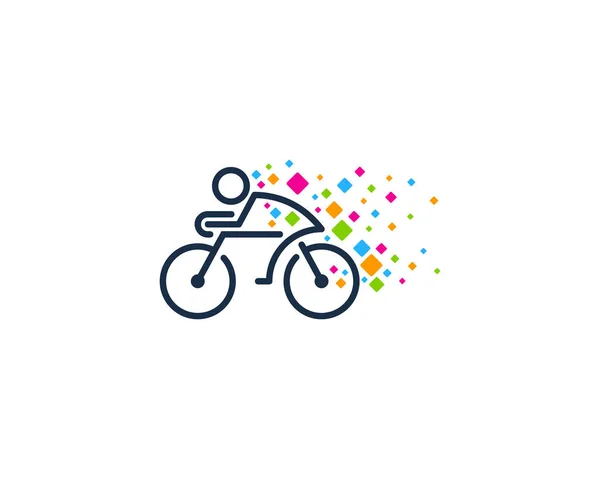 Pixel Bicicleta Logotipo Ícone Design —  Vetores de Stock