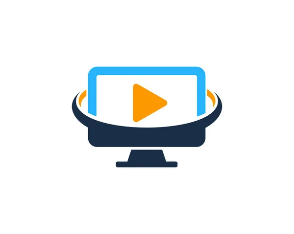 Video Computer Logo Icon Design — Stock Vector