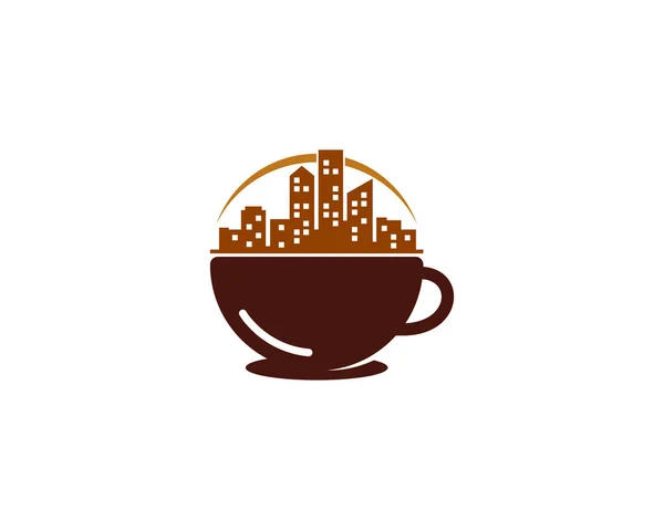 Logotipo Café Cidade Icon Design — Vetor de Stock