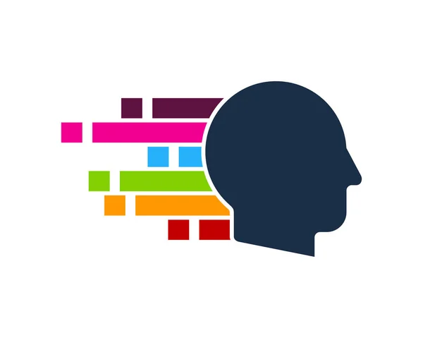 Pixel Human Head Logo Icône Design — Image vectorielle