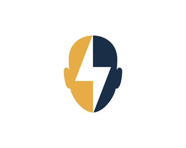 Ισχύς Ανθρώπινο Κεφάλι Λογότυπο Εικονίδιο Σχεδιασμός — Διανυσματικό Αρχείο