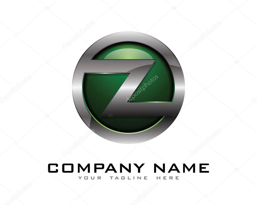 Letter z 3D Chrome Circle Logo Design Template