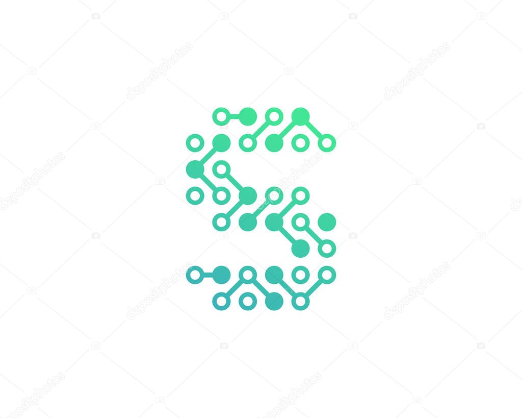 Circuit Digital Letter s Icon Logo Design Element 
