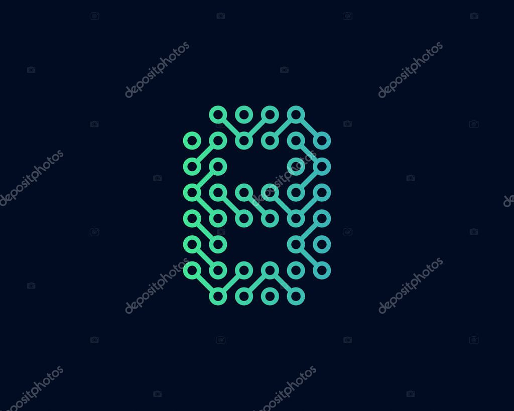 8 Circuit Technology Number Logo Icon Design