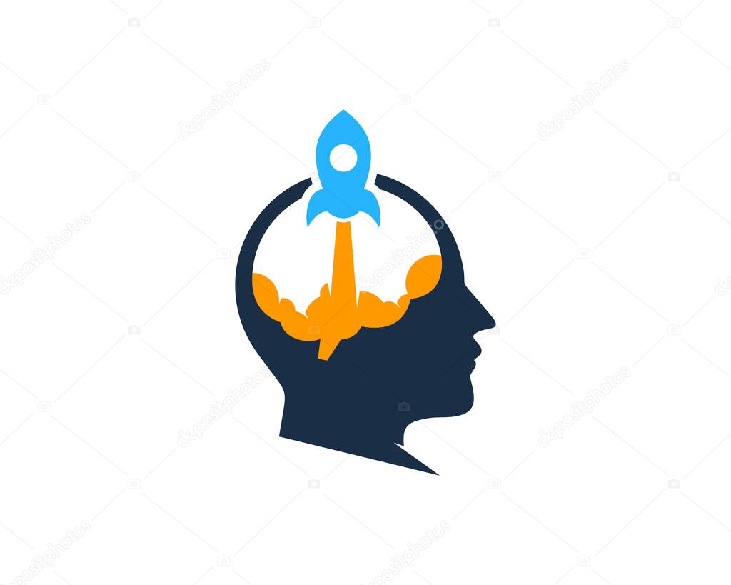 Rocket Brain Logo Icon Design