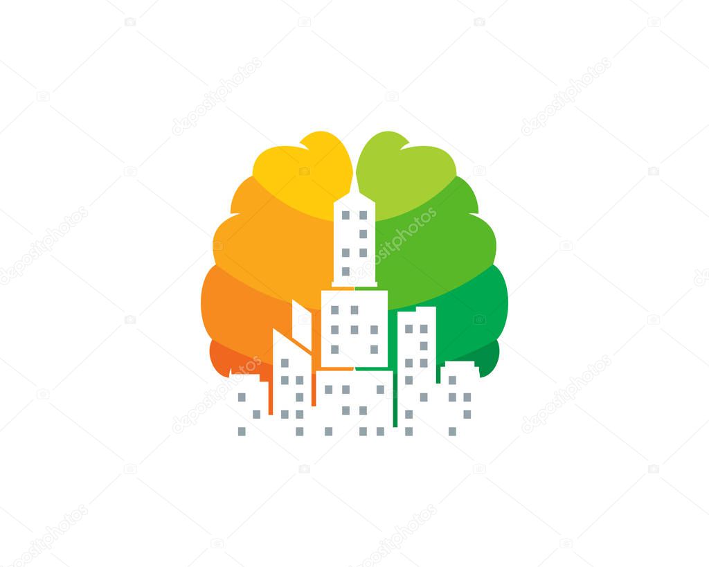 Town Brain Logo Icon Design