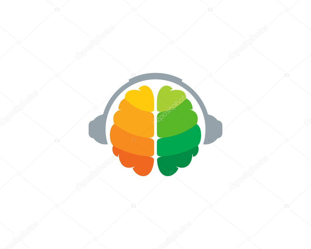 Headphone Brain Logo Icon Design