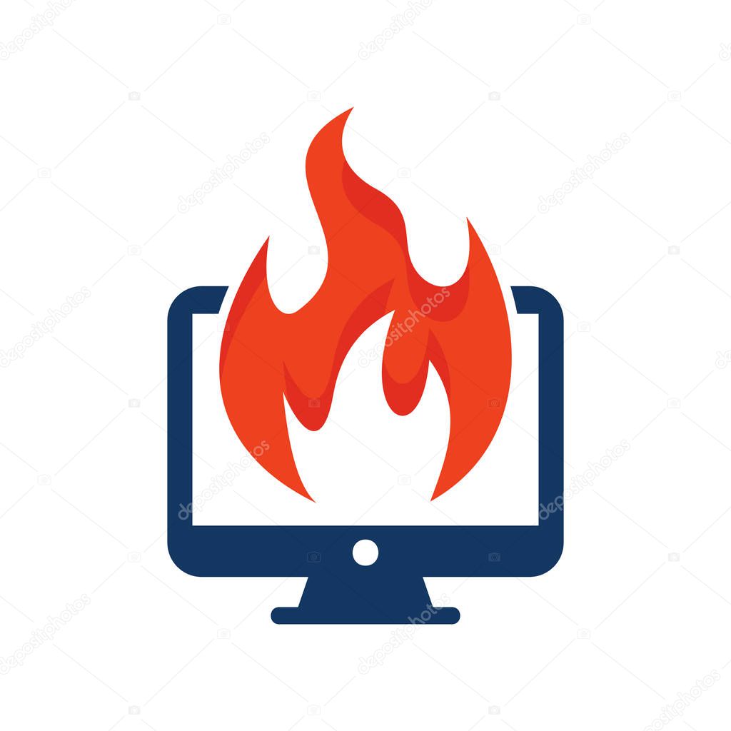 Fire Computer Logo Icon Design