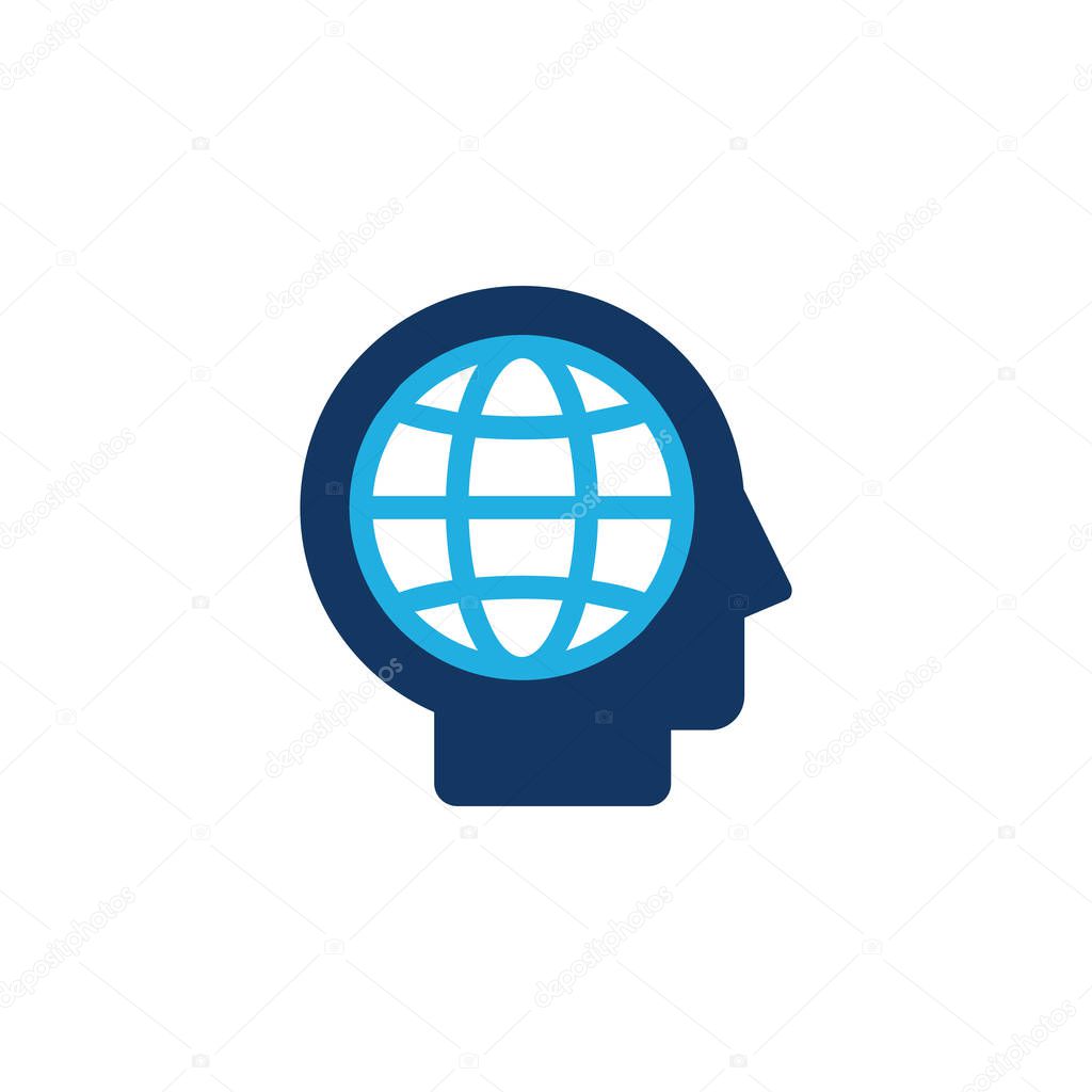 Globe Head Logo Icon Design