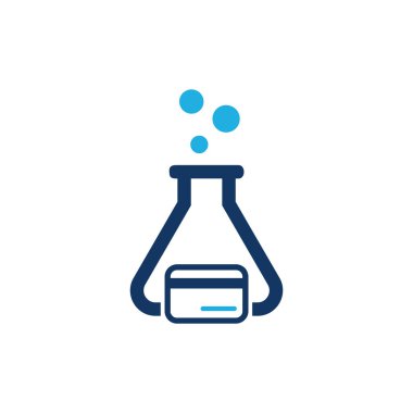 Laboratuvar şişesi simgesi Logo tasarım öğesi. Vektör çizim