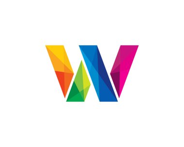 Renkli harf w simgesi Logo tasarım öğesi