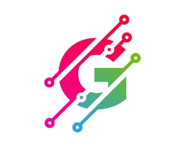 Dijital mektup g piksel simgesi Logo tasarım öğesi