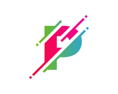 Dijital mektup p piksel simgesi Logo tasarım öğesi