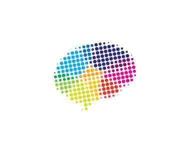 Beyin yarı ton mektup renkli nokta Logo simge tasarım