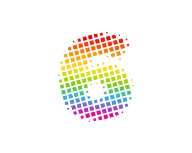 6 yarı ton mektup renkli nokta Logo simge tasarım