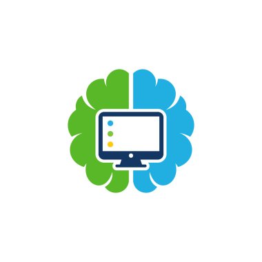 Bilgisayar beyin Logo simge tasarım