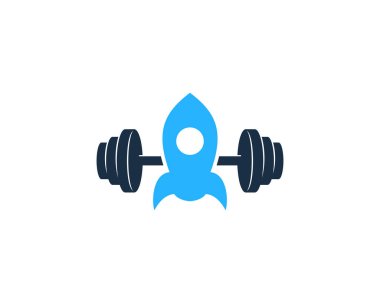 Rocket Barbell Logo Icon Design vector