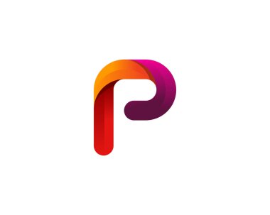 Renkli harf p simgesi Logo tasarım öğesi