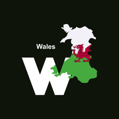 Galler ilk harf ülke harita ve bayrak ile