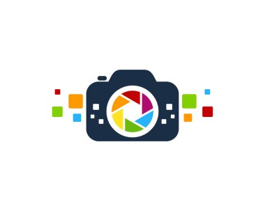 Piksel kamera Logo simge tasarım